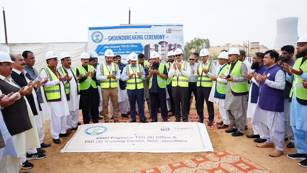 NGC management and participants mark the groundbreaking at Jamshoro.