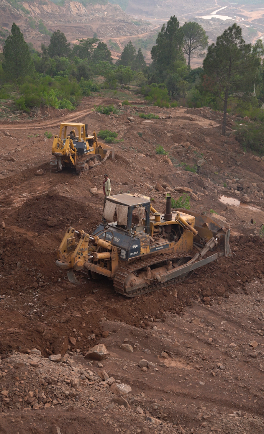 Earthmoving machinery at work